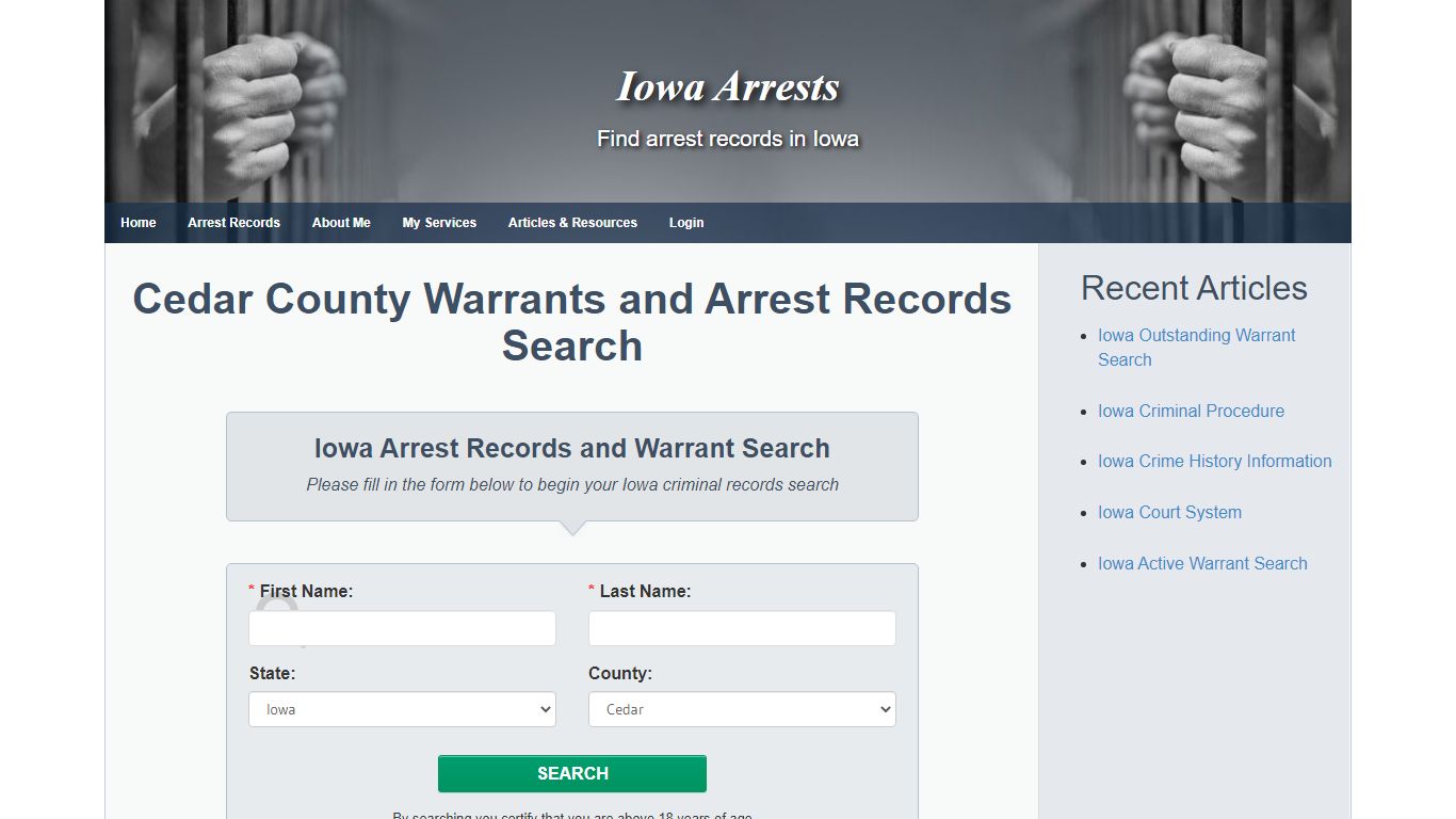 Cedar County Warrants and Arrest Records Search - Iowa Arrests